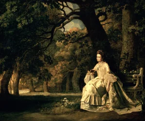 Dame liest in einem Park, ca. 1768-70